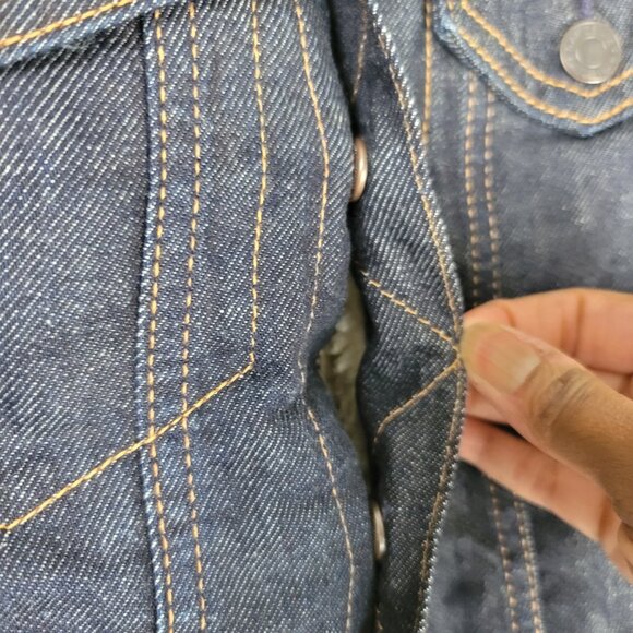 Gap Boys Sherpa Lined Denim Jacket Button Up Medium Warm Trucker Style - Picture 8 of 10